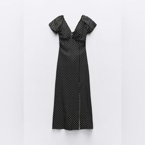 Linen Black Polka Dot Dress